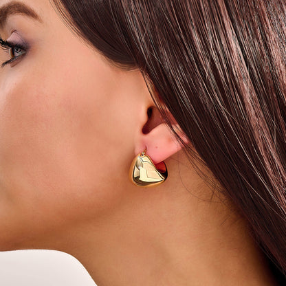 Chunky Huggie Earrings in Gold