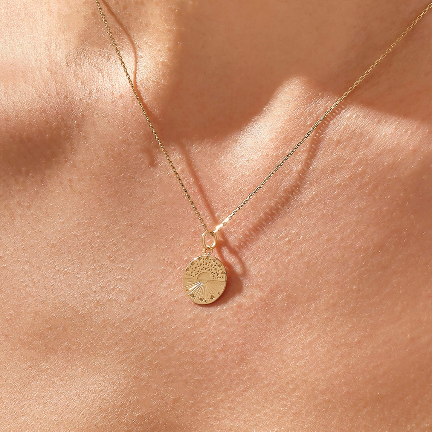 Circle Sunshine Necklace in Gold