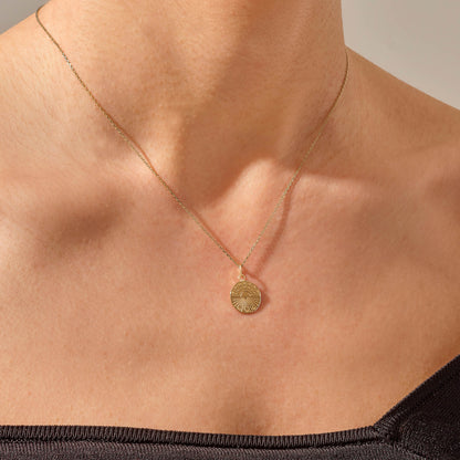 Circle Sunshine Necklace in Gold