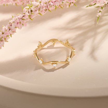 Constellation Wave Ring in Gold