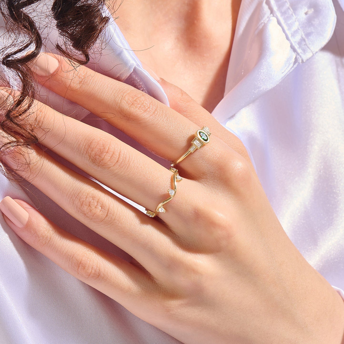 Constellation Wave Ring in Gold