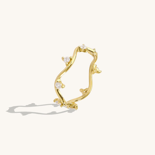 Constellation Wave Ring in Gold