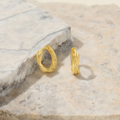 Criss Cross Hoop Earrings - Gold Vermeil