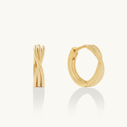Criss Cross Hoop Earrings - Gold Vermeil