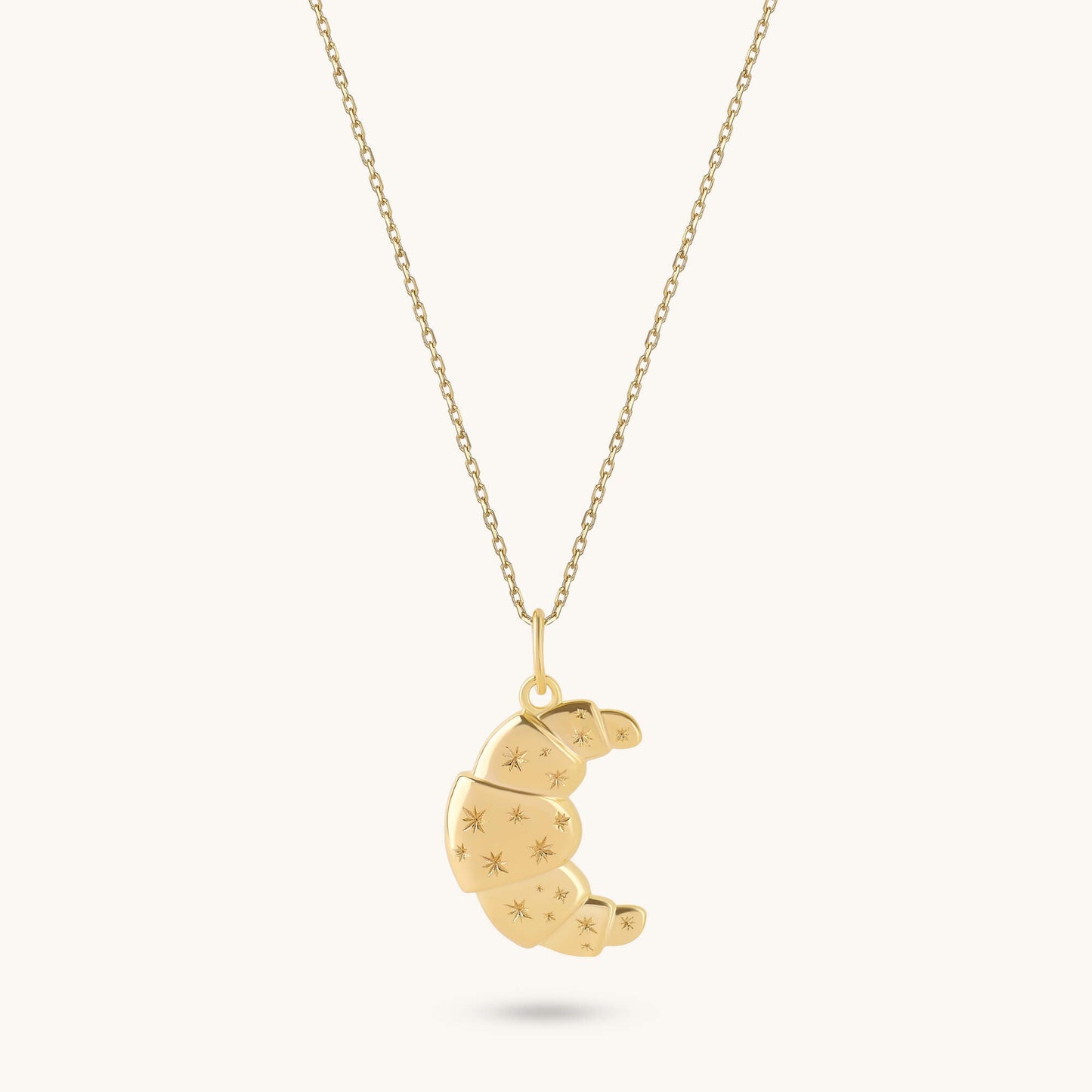 Croissant Charm Necklace - Gold Vermeil