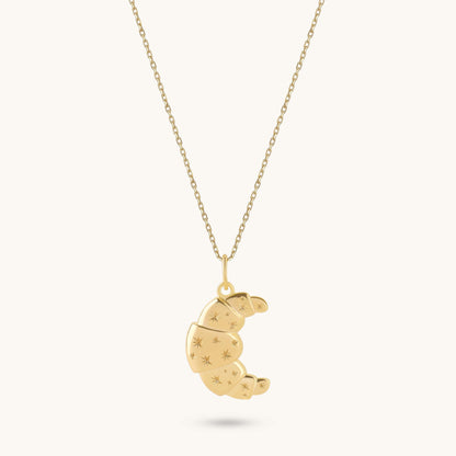 Croissant Charm Necklace - Gold Vermeil