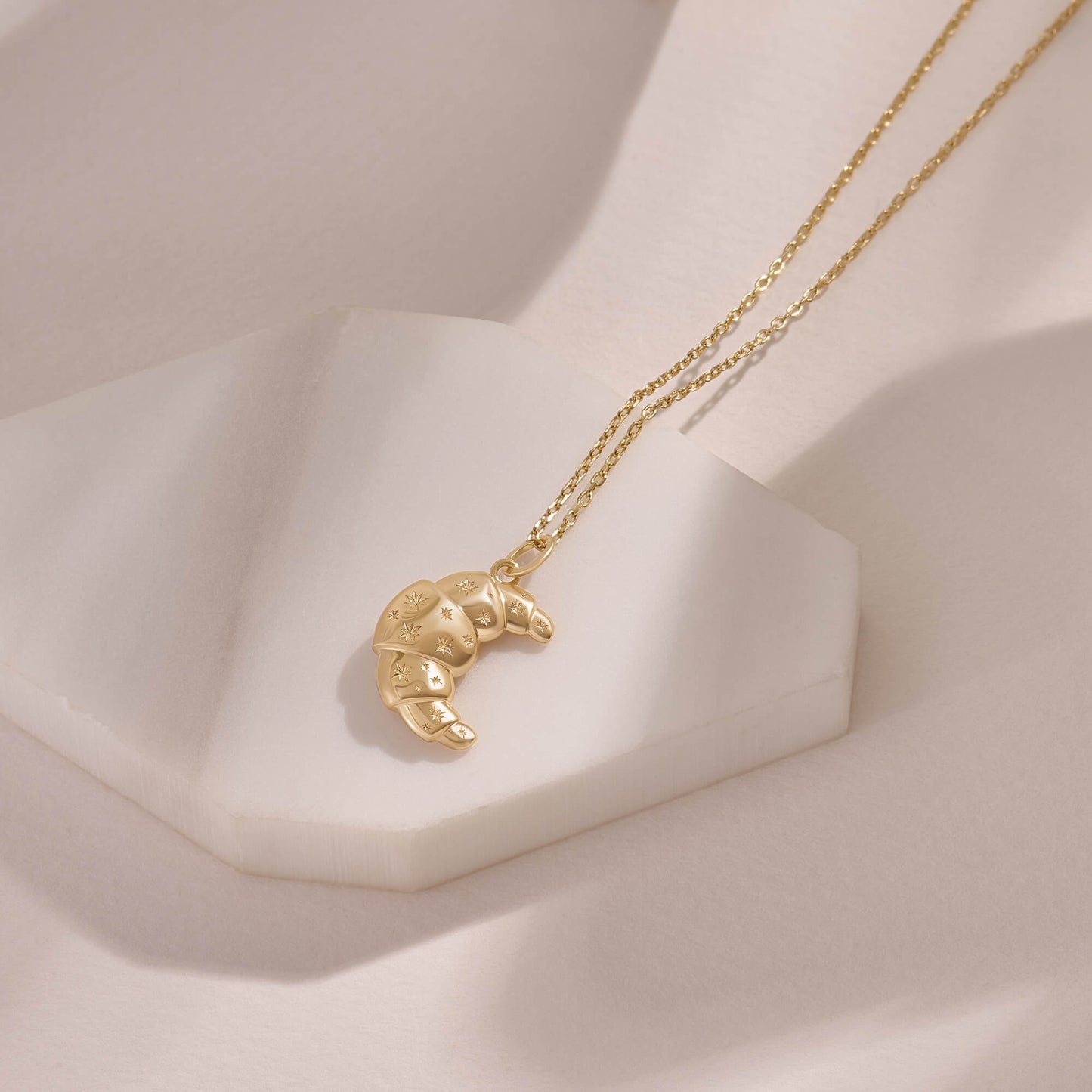 Croissant Charm Necklace - Gold Vermeil