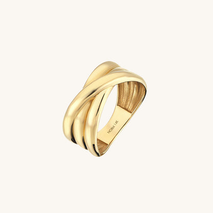 Crossover Ring Wedding Band in Gold