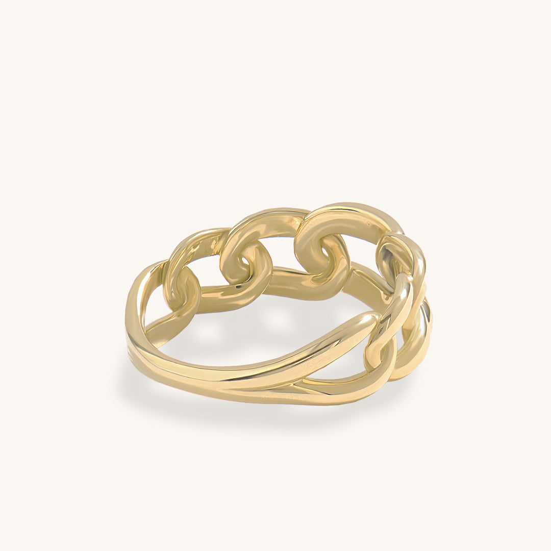 Cuban Chain Statement Ring in Gold
