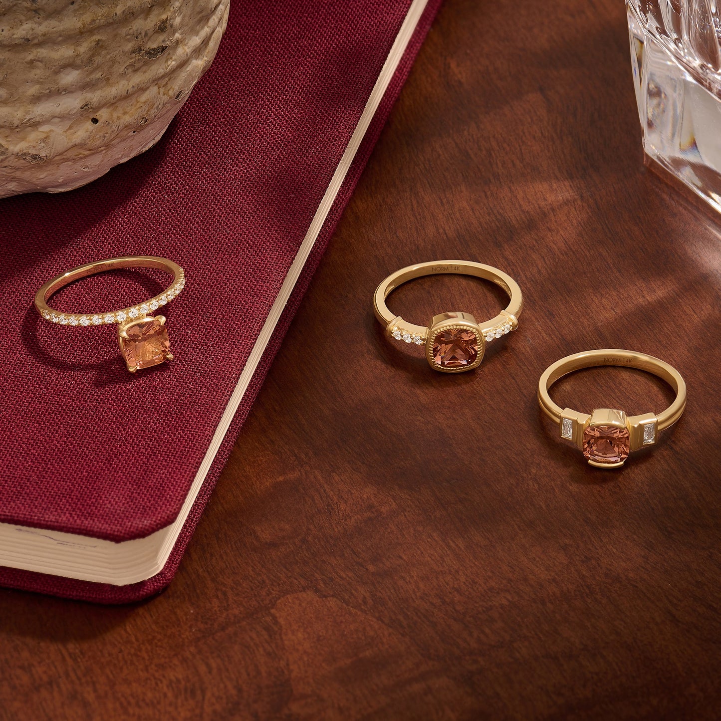 Cushion Padparadscha Solitaire Ring in Gold