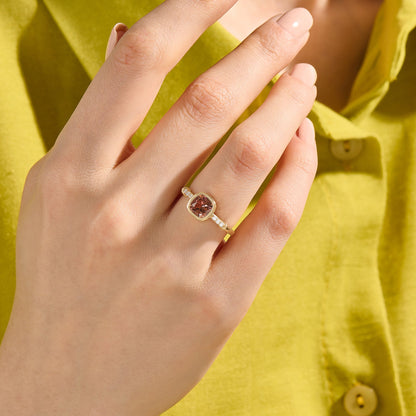 Cushion Padparadscha Solitaire Ring in Gold