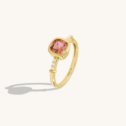Cushion Padparadscha Solitaire Ring in Gold