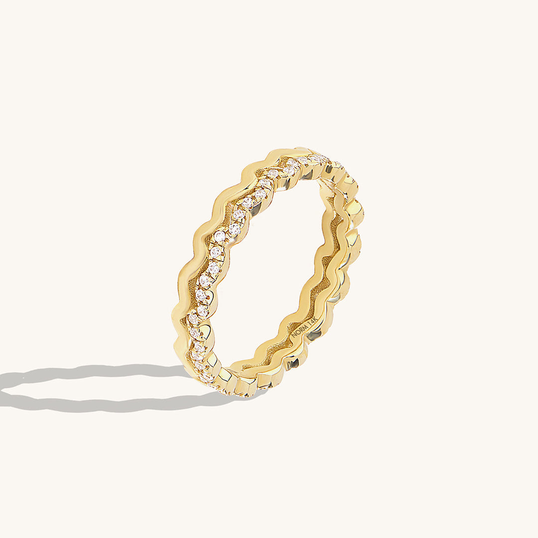 Double Wave Stacking Ring in Gold