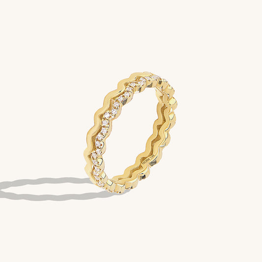Double Wave Stacking Ring in Gold