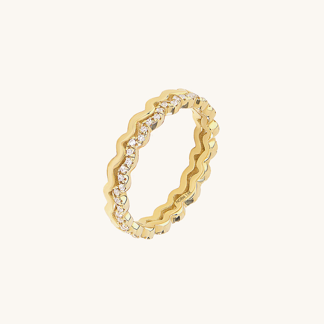 Double Wave Stacking Ring in Gold
