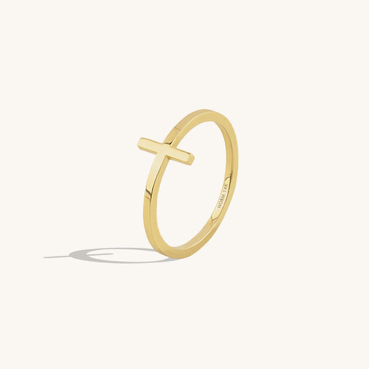Dainty Cross Ring in Gold