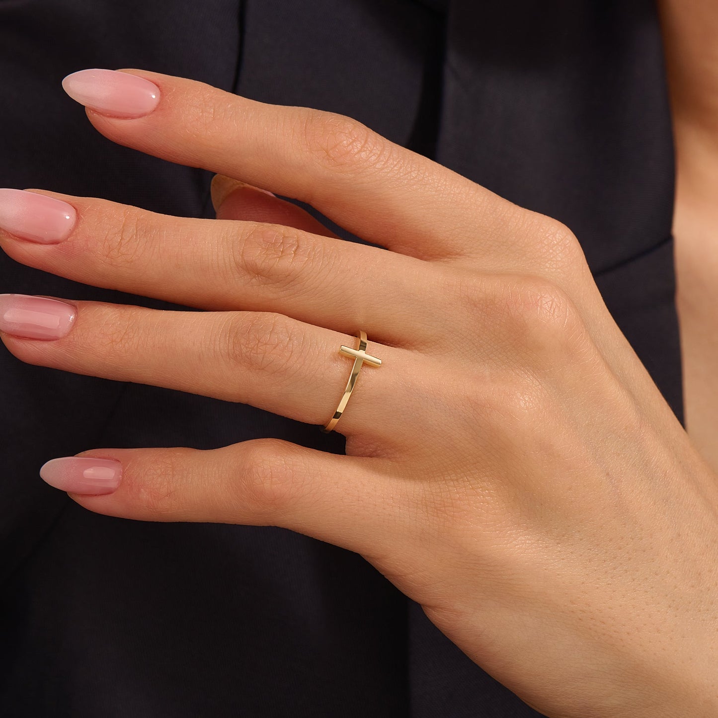 Dainty Cross Ring in Gold