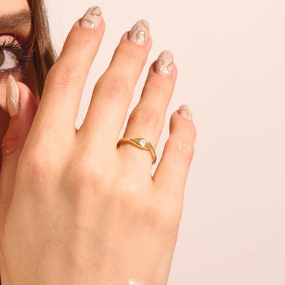 Dainty Evil Eye Ring in Gold