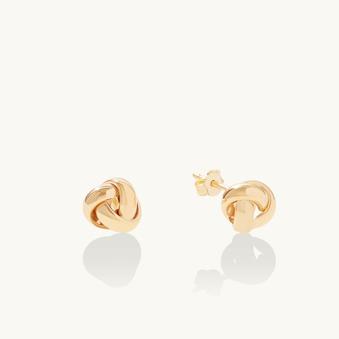 Dainty Knot Stud Earrings in Gold