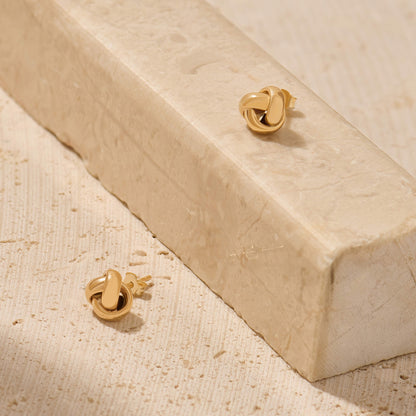 Dainty Knot Stud Earrings in Gold