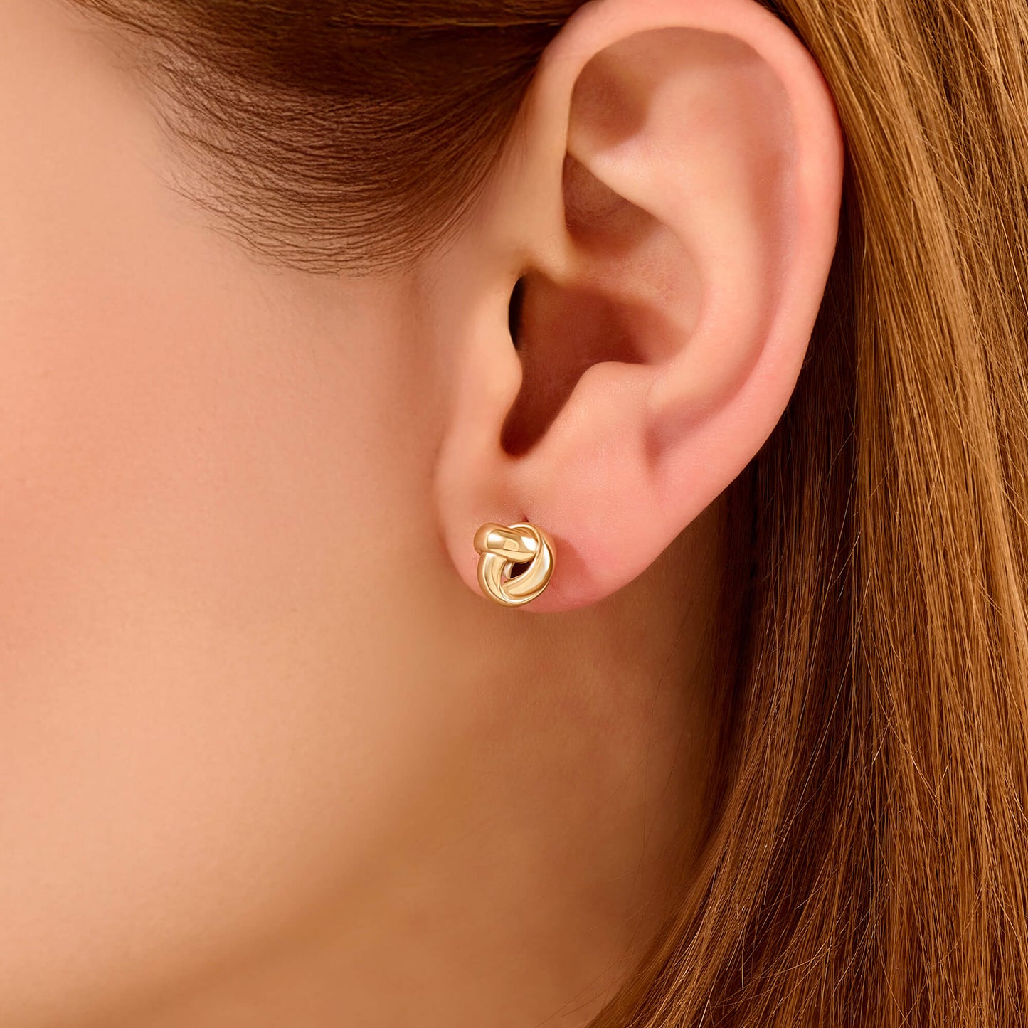 Dainty Knot Stud Earrings in Gold