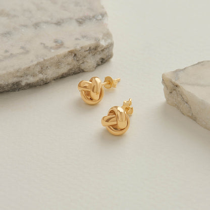 Dainty Knot Stud Earrings in Gold