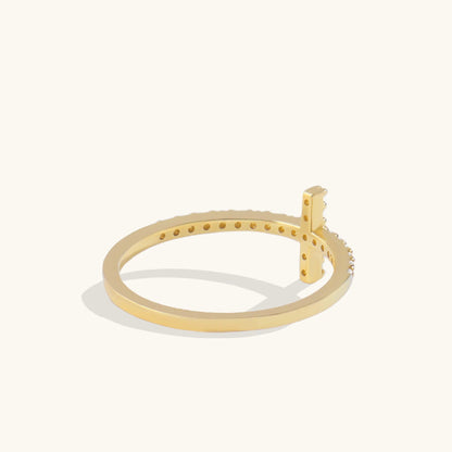 Dainty Moissanite Cross Ring in Gold