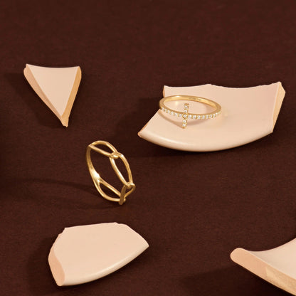 Dainty Moissanite Cross Ring in Gold