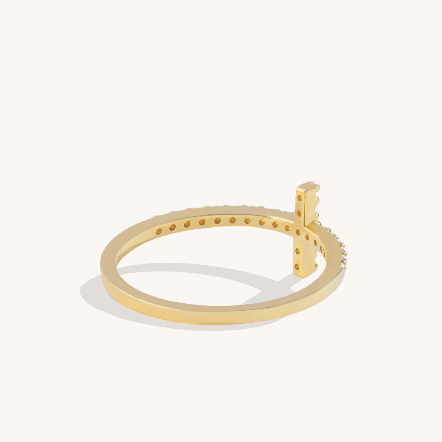 Dainty Pave Cross Ring in Gold