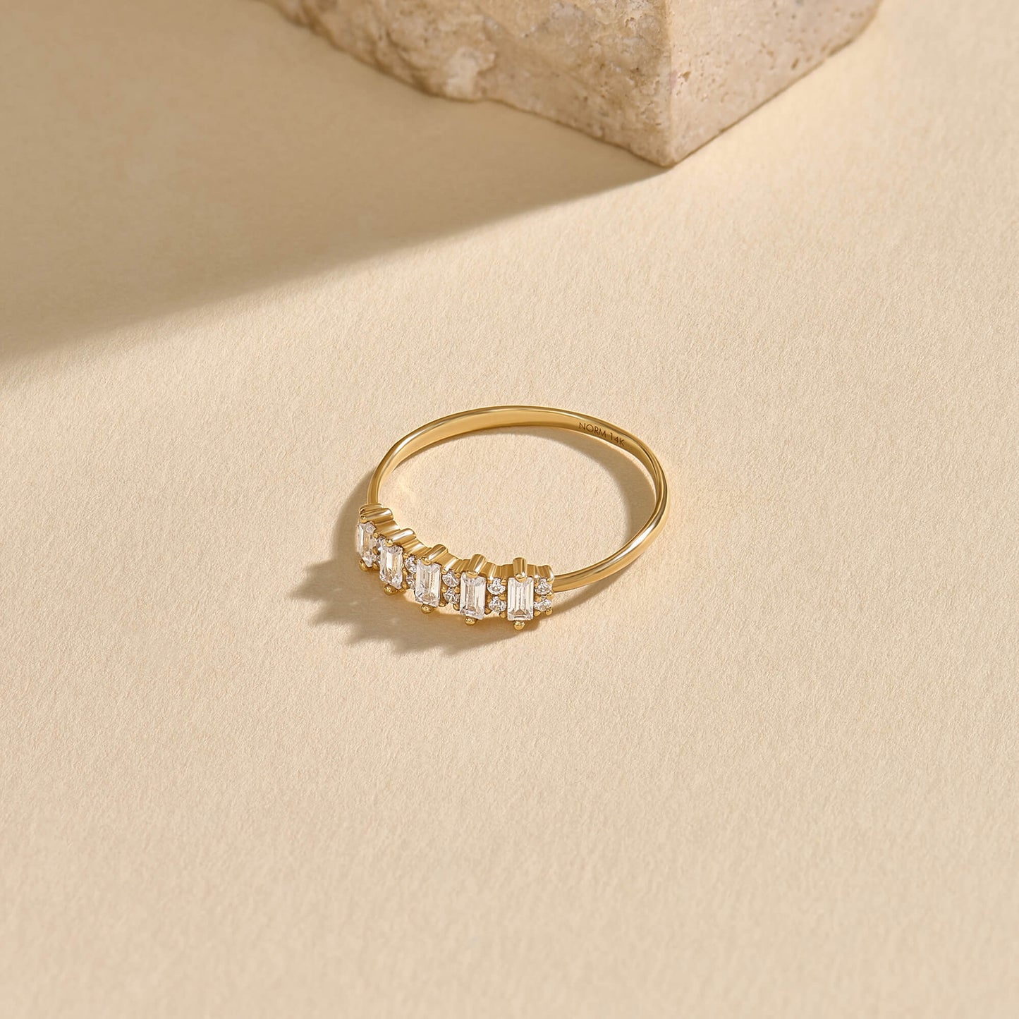 Dainty Wedding Baguette Ring in Gold