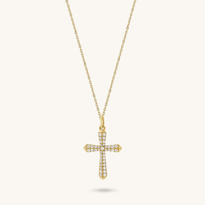Diamond Cross Necklace in Gold