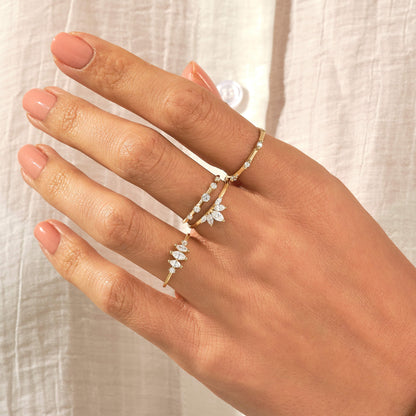 Diamond Bamboo Ring in Gold