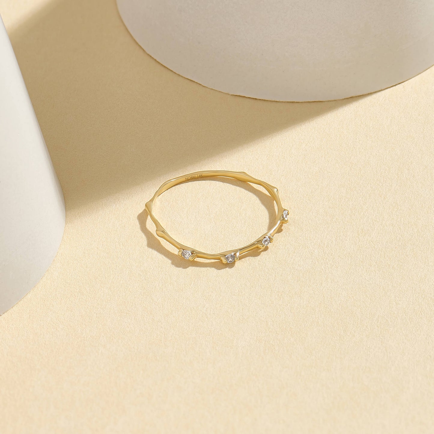 Diamond Bamboo Ring in Gold