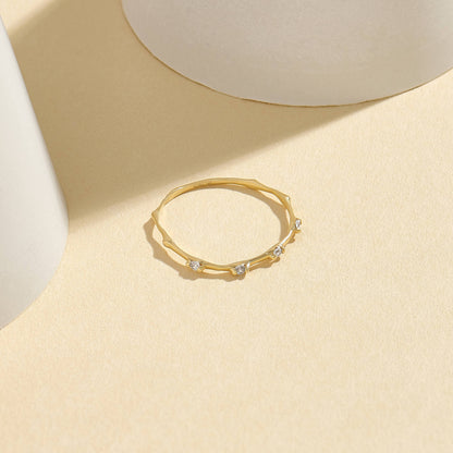 Diamond Bamboo Ring in Gold
