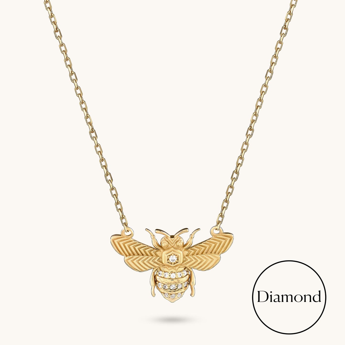 Diamond Bee Necklace in Gold