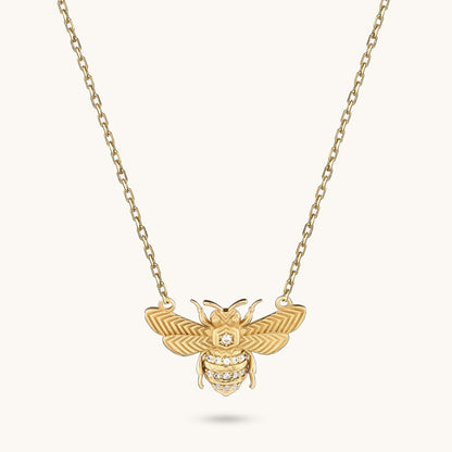 Diamond Bee Necklace in Gold
