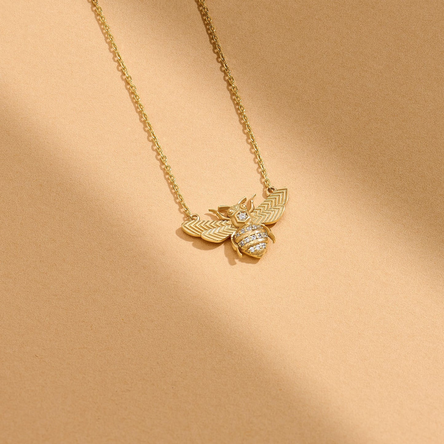 Diamond Bee Necklace in Gold
