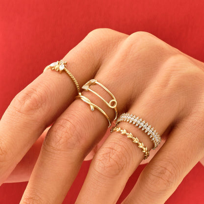 Diamond Bee Ring in Gold