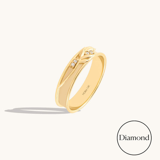 Diamond Branch Wedding Band Ring in Gold