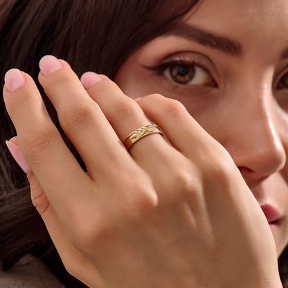 Diamond Branch Wedding Band Ring in Gold