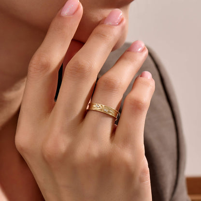 Diamond Branch Wedding Band Ring in Gold