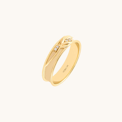 Diamond Branch Wedding Band Ring in Gold