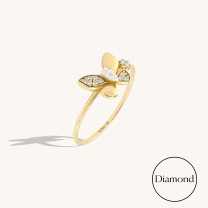 Diamond Butterfly Promise Ring in Gold