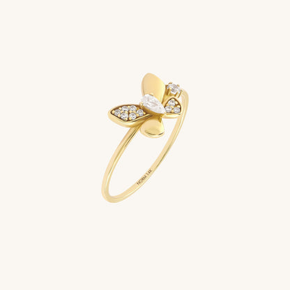 Diamond Butterfly Promise Ring in Gold