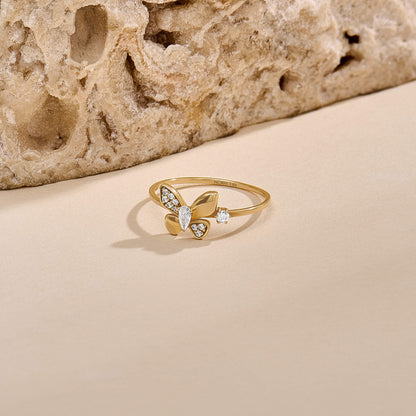 Diamond Butterfly Promise Ring in Gold