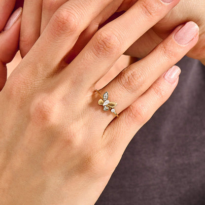 Diamond Butterfly Promise Ring in Gold