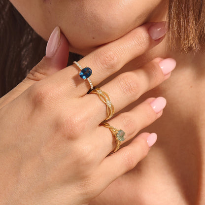 Diamond Celtic Infinity Knot Ring in Gold