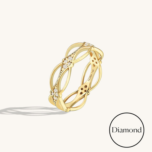 Diamond Celtic Infinity Knot Ring in Gold
