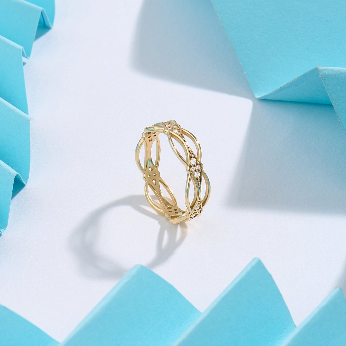 Diamond Celtic Infinity Knot Ring in Gold
