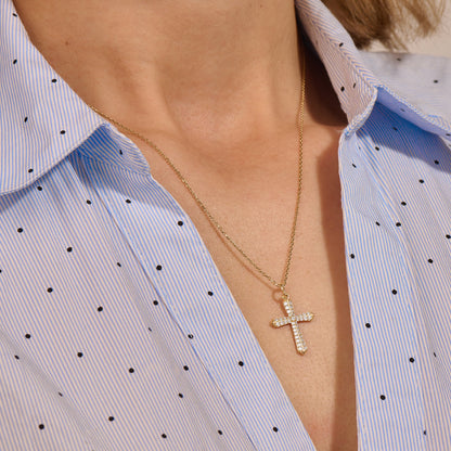 Diamond Cross Necklace in Gold